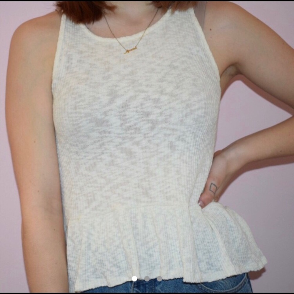 Urban Outfitters White Peplum Blouse